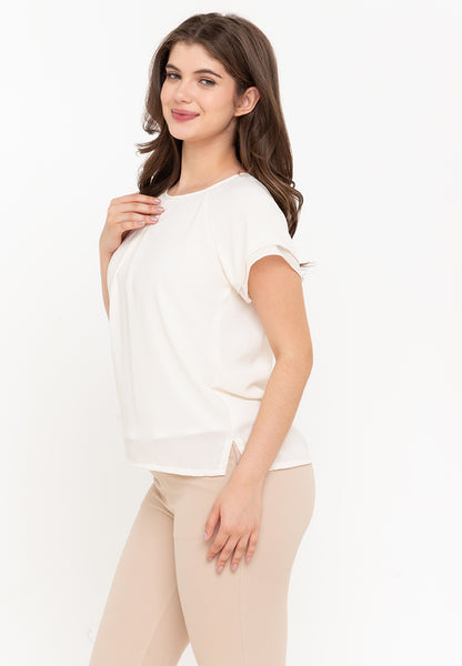 Krizia Bell Sleeve Pleated Blouse Top