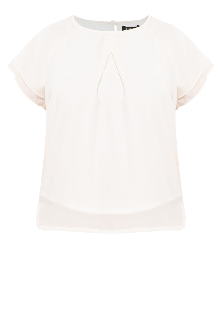 Krizia Bell Sleeve Pleated Blouse Top