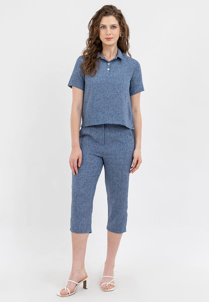 Krizia Collared Top Blouse and Pants 2 Piece Set Terno