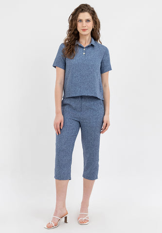 Krizia Collared Top Blouse and Pants 2 Piece Set Terno