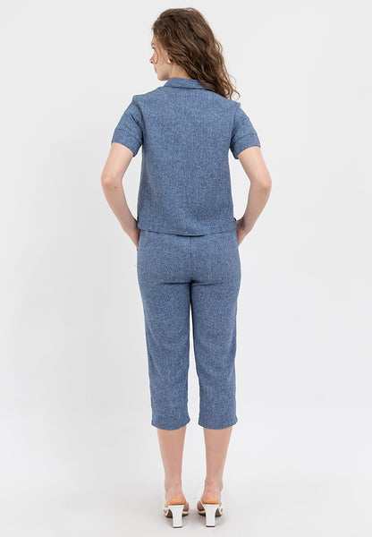 Krizia Collared Top Blouse and Pants 2 Piece Set Terno