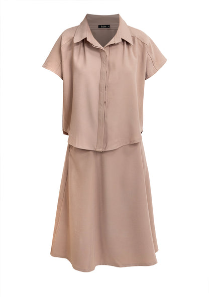 Krizia 2 pieces Button Down Collared Shirt Blouse Top & High Waist with Wrap-around Design Skirt