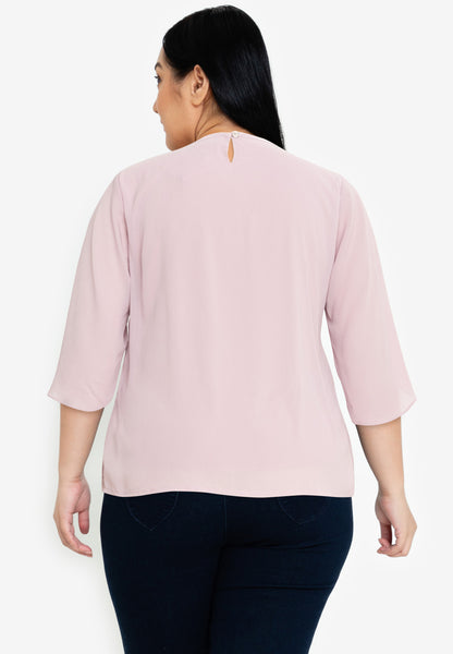 Divina Plus Size Flowy Blouse with Necklace