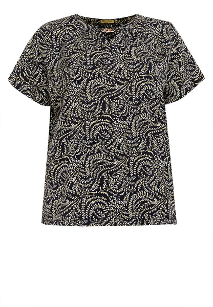 Divina Plus Size Paisley Print Neck Detail Blouse Top