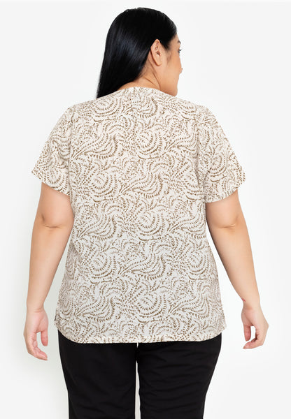 Divina Plus Size Paisley Print Neck Detail Blouse Top