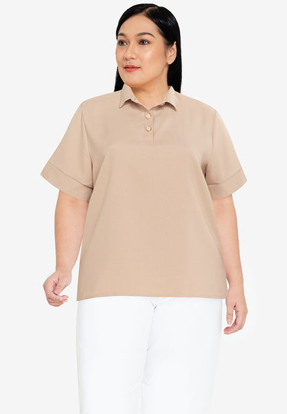 Divina Plus Size Collared Knits Blouse Top