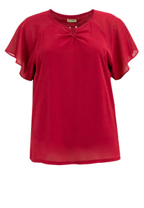 Divina Plus Size V-Neck Bell Sleeve Top Blouse