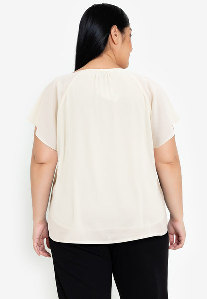 Divina Plus Size V-Neck Bell Sleeve Top Blouse