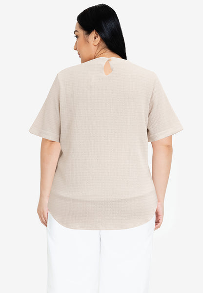 Divina Plus Size V-Neck Waffle Knits Blouse Top