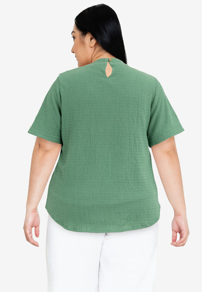 Divina Plus Size V-Neck Waffle Knits Blouse Top