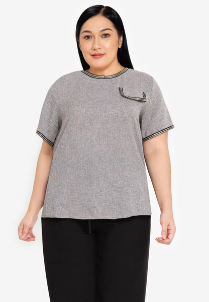 Divina Plus Size Tweed Blouse Top