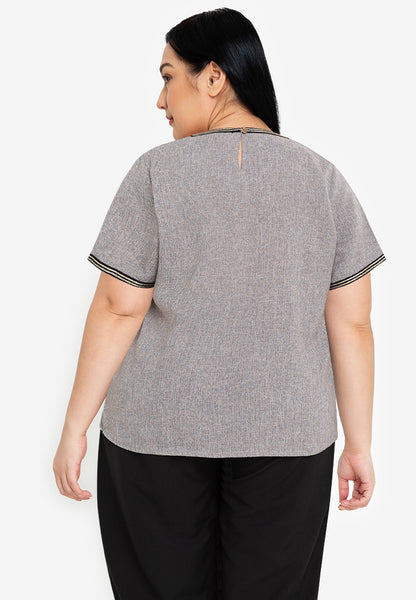 Divina Plus Size Tweed Blouse Top