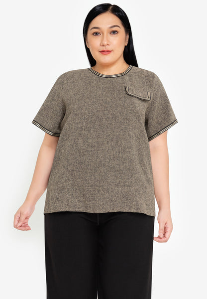 Divina Plus Size Tweed Blouse Top