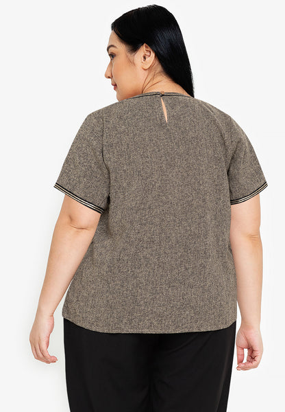 Divina Plus Size Tweed Blouse Top