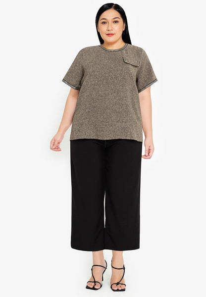 Divina Plus Size Tweed Blouse Top