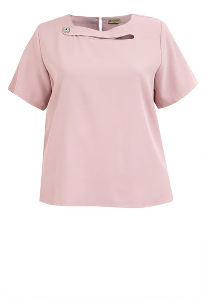 Plus Size Wave Neck Detail Blouse Top