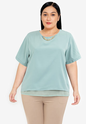 Divina Plus Size Tiered Basic Short Sleeve Top Blouse