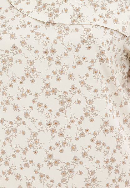 Divina Plus Size Decorative Ruffle Neckline Floral Print Blouse Top