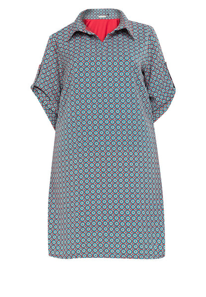 Divina Plus Size Collared 3/4 Sleeve Shift Dress
