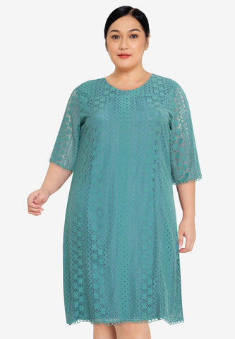 Plus Size Premium Lace Long Sleeve Formal Dress