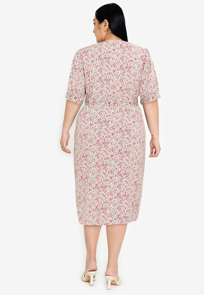 Divina Plus Size Square Neck Puff Sleeve Dress