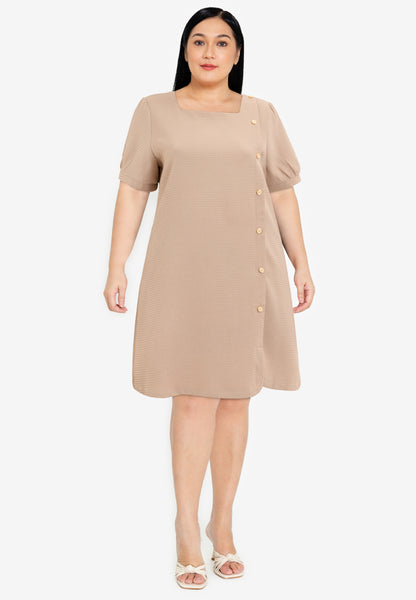 Divina Plus Size Cotton Waffle Squareneck Dress