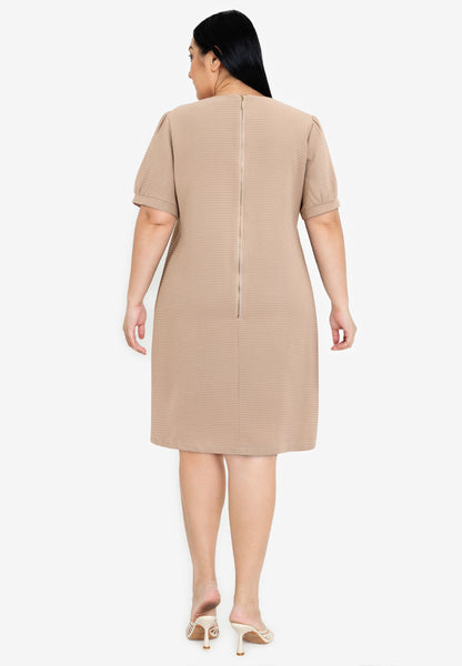 Divina Plus Size Cotton Waffle Squareneck Dress