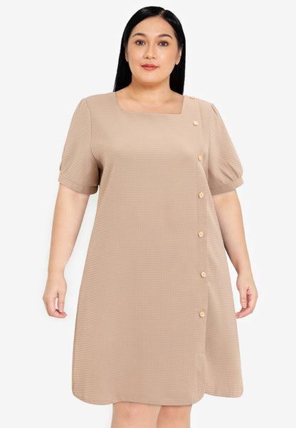 Divina Plus Size Cotton Waffle Squareneck Dress