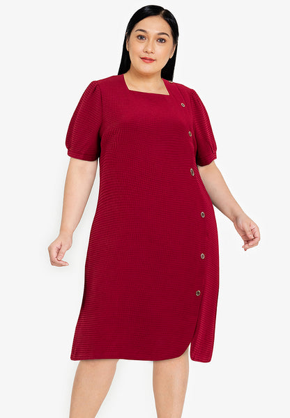 Divina Plus Size Cotton Waffle Squareneck Dress