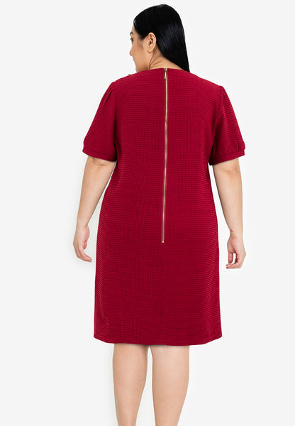 Divina Plus Size Cotton Waffle Squareneck Dress