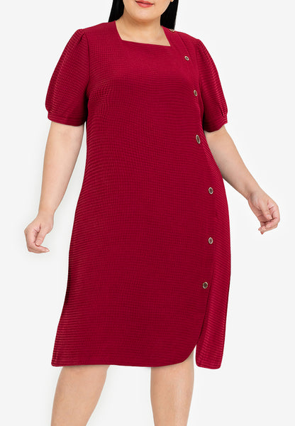 Divina Plus Size Cotton Waffle Squareneck Dress