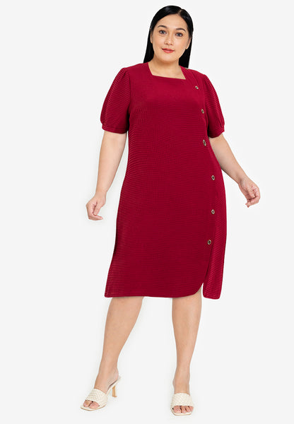 Divina Plus Size Cotton Waffle Squareneck Dress