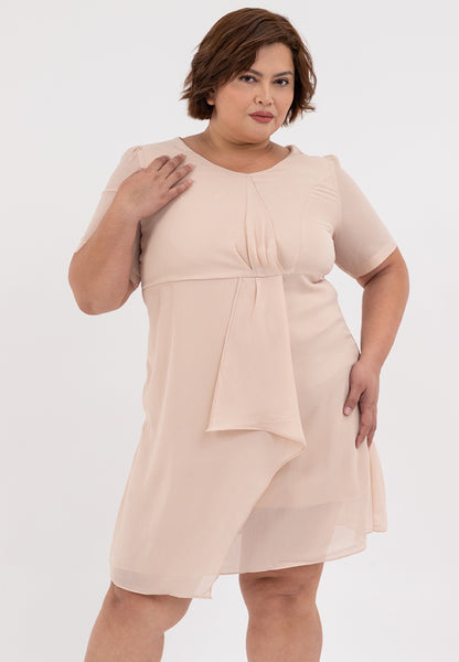 Divina Plus Size Twist Front Overlap Dress with Detachable Pin