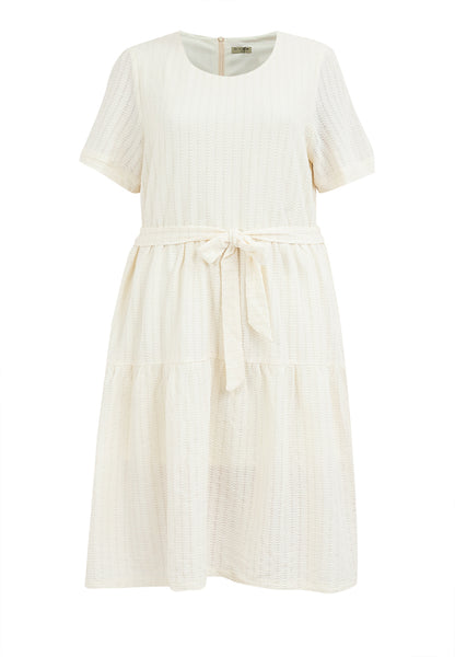 Divina Plus Size Back Zipper Waffle Tiered Tie Waist Dress