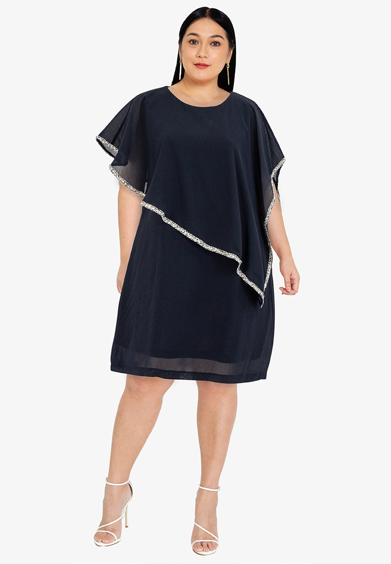 Divina Plus Size Overlay Dress with Trimmings