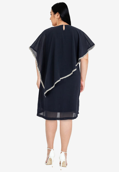Divina Plus Size Overlay Dress with Trimmings