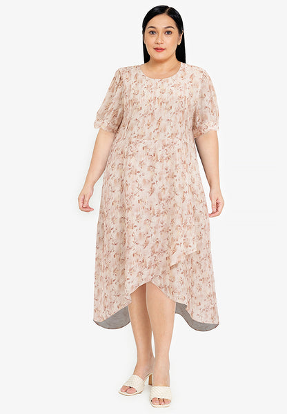 Divina Plus Size Overlap Hem Midi Dress