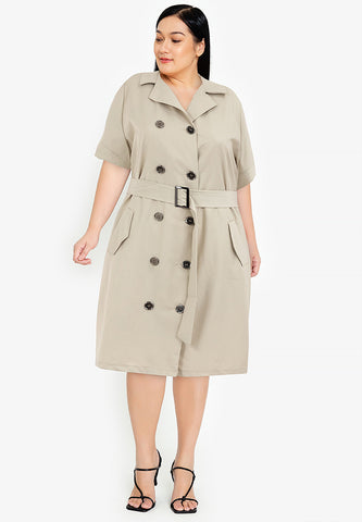 Divina Plus Size Cotton Blend Trench Dress