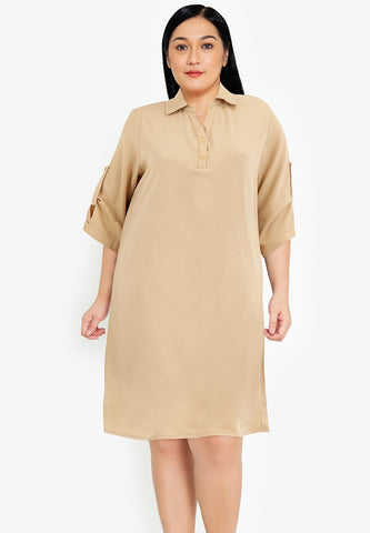 Divina Plus Size Buttoned Collared Shirt Dress