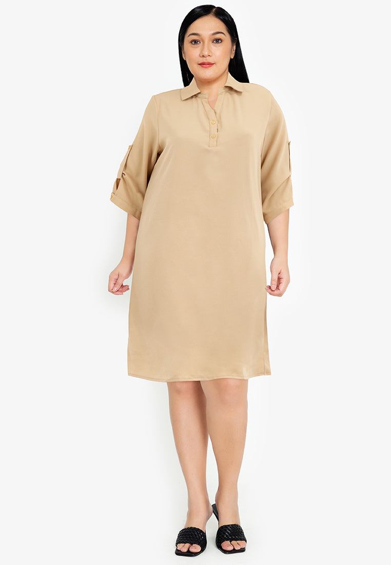 Divina Plus Size Buttoned Collared Shirt Dress