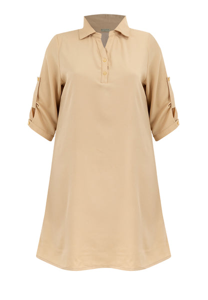 Divina Plus Size Buttoned Collared Shirt Dress