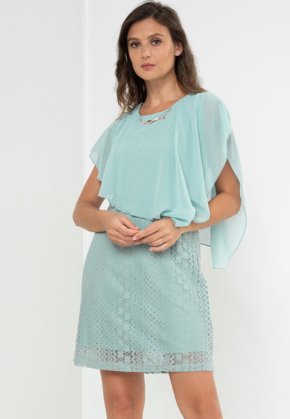 Krizia Overlay Lace Dress with Necklace