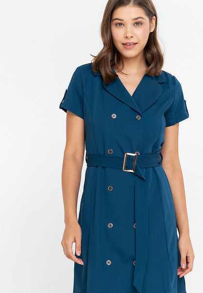 Krizia Double Breasted Trench Dress with Belt