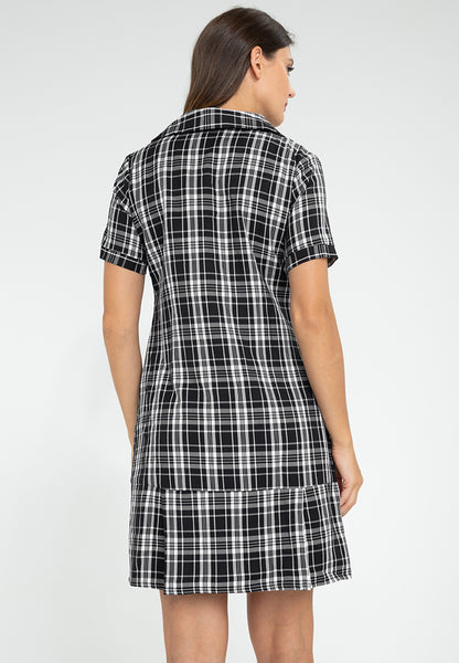 Krizia Plaid Checkered Pleated Hem Blazer Trench Dress