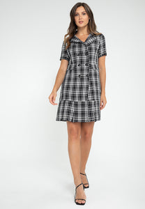 Krizia Plaid Checkered Pleated Hem Blazer Trench Dress