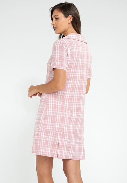 Krizia Plaid Checkered Pleated Hem Blazer Trench Dress