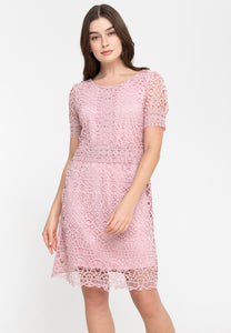 Krizia Premium Guipure Puff Sleeves Lace Dress