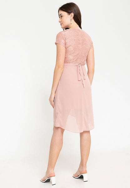 Krizia Lace Dress with Overlap Skirt & Crystal Belt