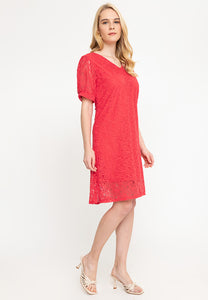 Krizia Puff Sleeve V-Neck Lace Dress