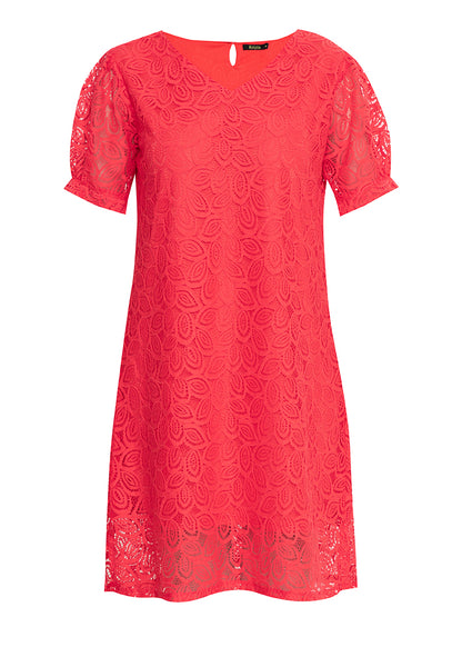 Krizia Puff Sleeve V-Neck Lace Dress